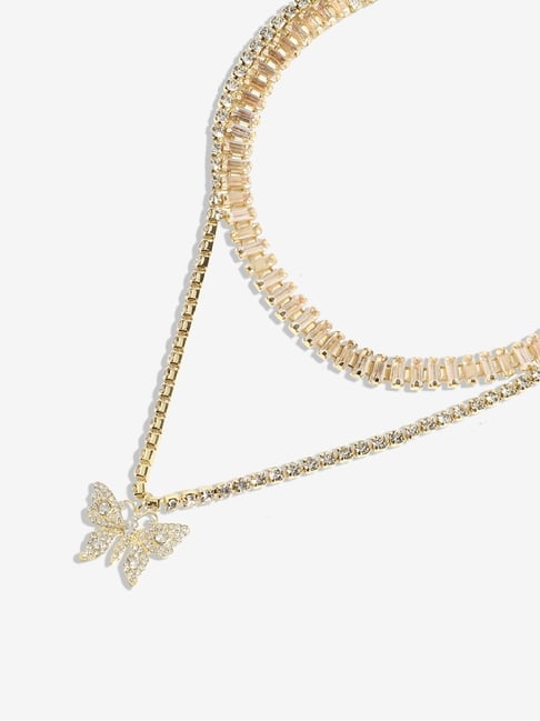 Buy Sohi Gold Designer Statement Stones Necklace Online At Best