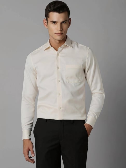 Louis Philippe Beige Cotton Regular Fit Shirt-picture-13