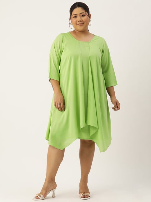 Buy theRebelinme Green Plus Size A Line Dress for Women's Online - Main Image