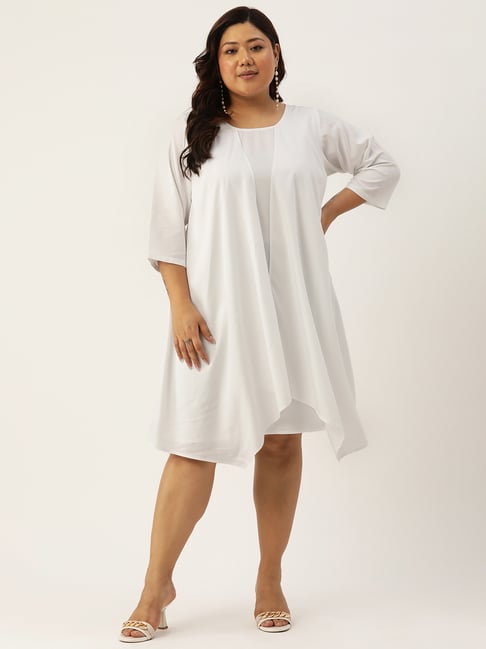 Buy theRebelinme White Plus Size A Line Dress for Women's Online