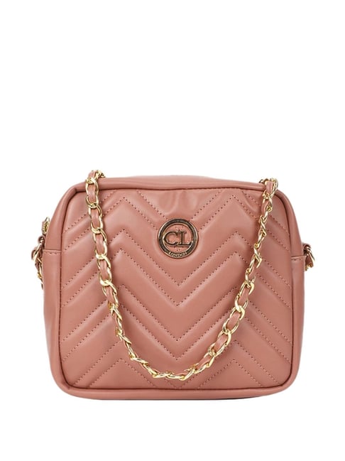 Carlton London Pink Quilted Medium Sling Handbag