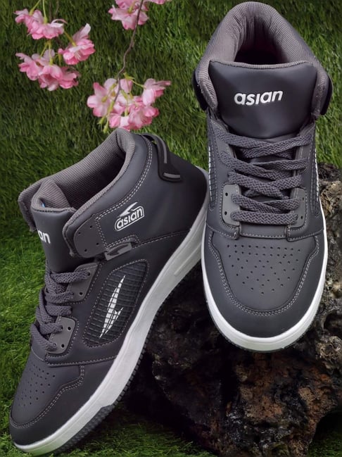 Asian Men's Grey Ankle High Sneakers-picture-31