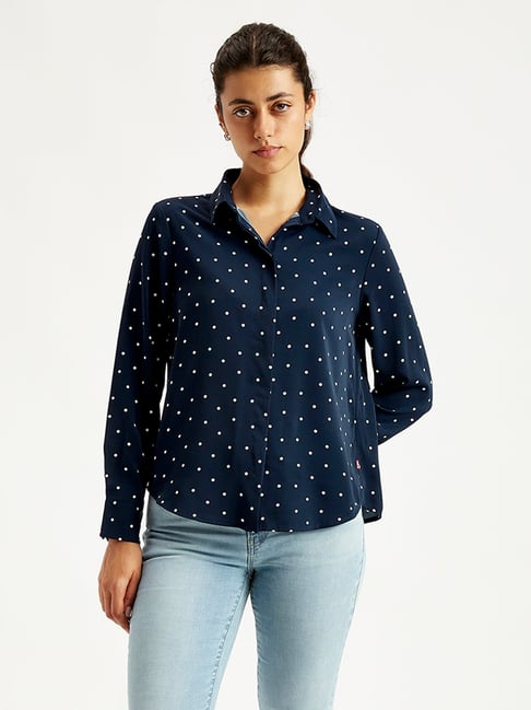 Levi's Dark Navy Polka Dot Print Shirt