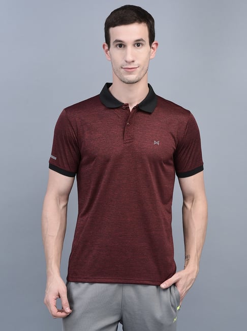 Force NXT Red Regular Fit Self Pattern Sports Polo-picture-12