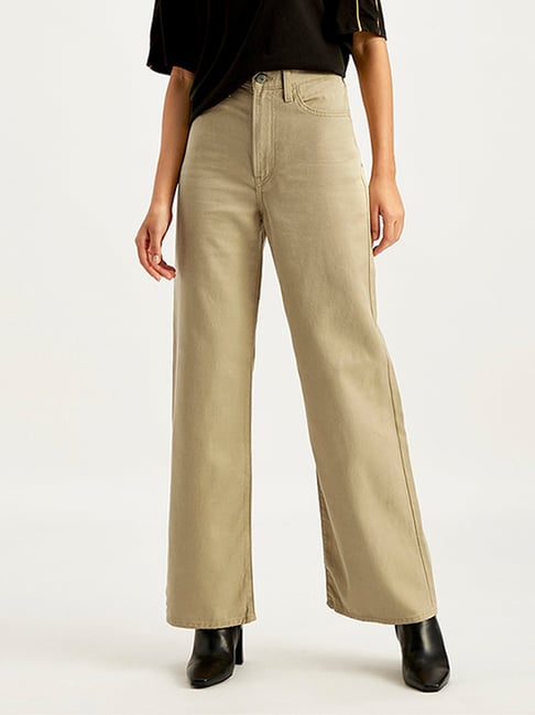 Levi's Khaki Relaxed Fit High Rise Jeans