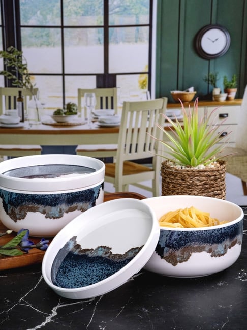 Servewell Multicolor Melamine Serving Cessroll with lid - Set of 2