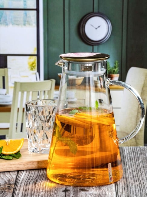 Goodhomes Transparent Glass Water Jug with Metal Lid