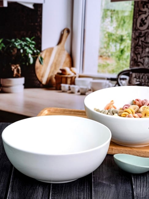 Buy SONAKI White Bone china Serving Bowl Set of at Best Price