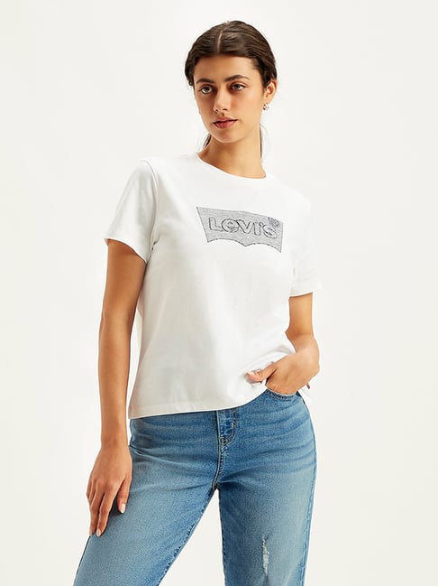 Levis white printed t shirt best sale