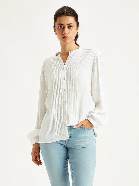 Levi's White Self Design Top