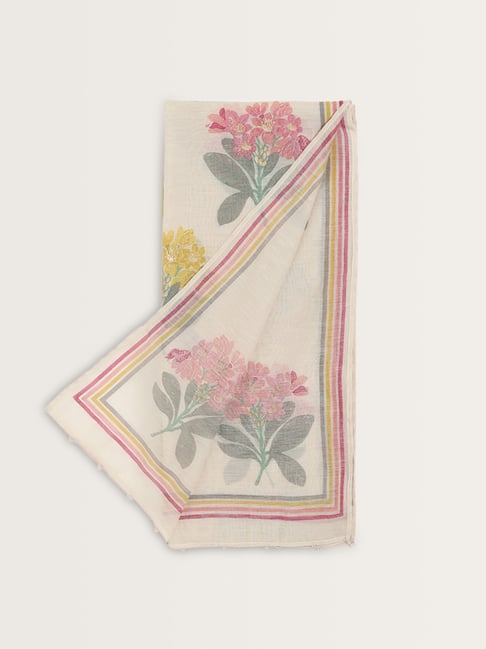 Zuba by Westside Beige Floral Printed Dupatta