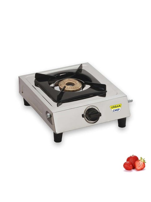 Urban Chef Silver Stainless Steel Manual Ignition 1 Burner Gas Stove