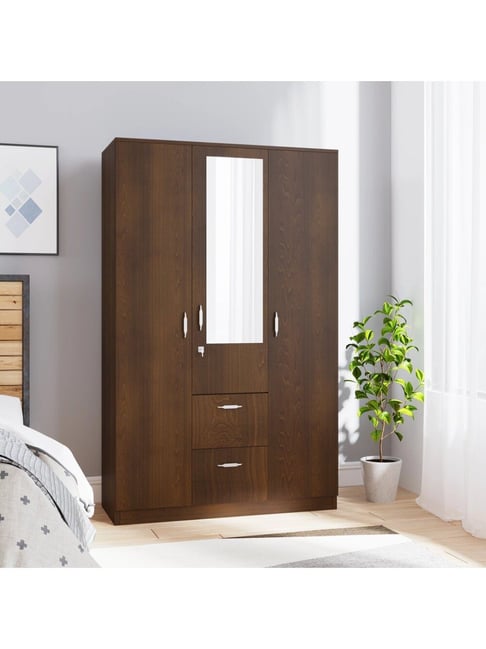 Nilkamal Mozart Walnut Engineered Wood 3 Door Wardrobe