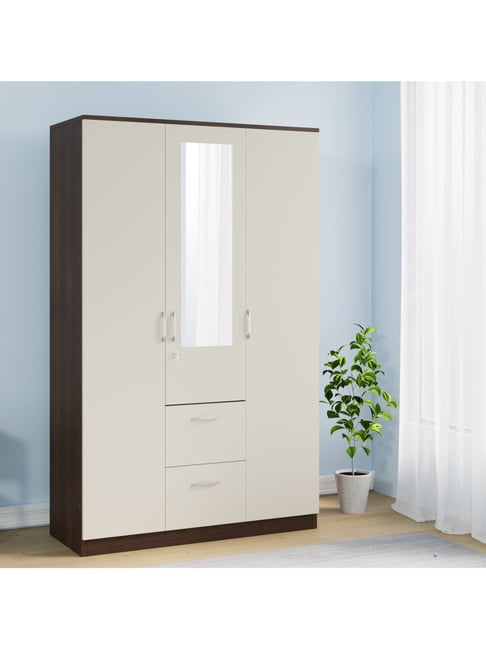 Nilkamal Mozart White Engineered Wood 3 Door Wardrobe