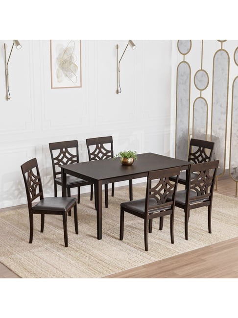 Buy Nilkamal Tivoli Brown Solid Wood Seater Dinning Table set at