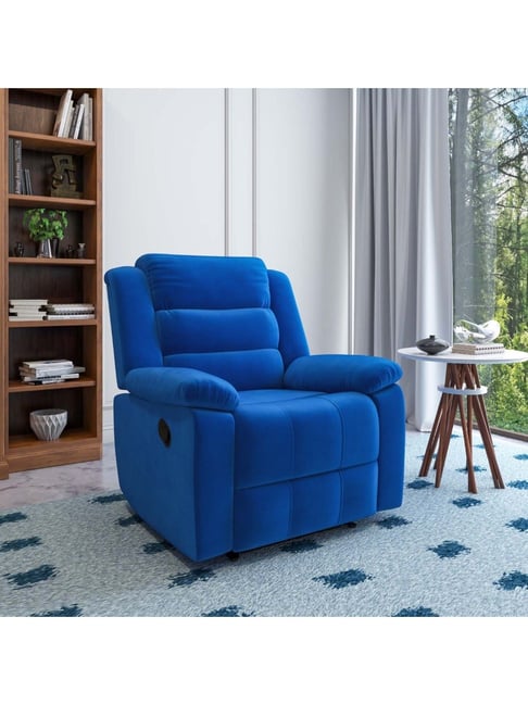 Buy Nilkamal Sierra Blue Velvet Polyester 1 Seater Recliner Sofa at Best Price Tata CLiQ