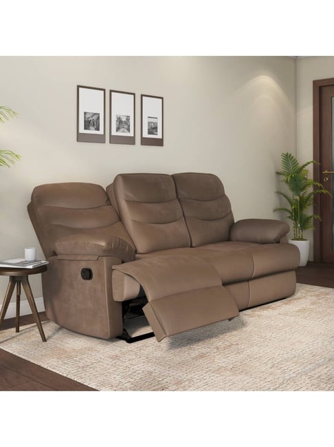 Nilkamal Skelton Velvet Brown Fabric Seater Recliner Sofa
