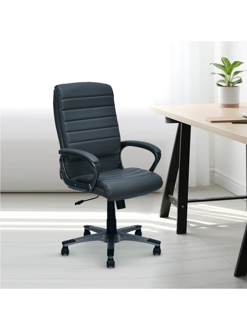 Nilkamal Bold Black PU Leather Office Chair-picture-43