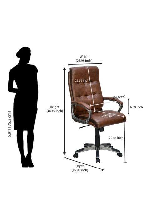 Nilkamal Veneto Brown Leatherette Office Chair