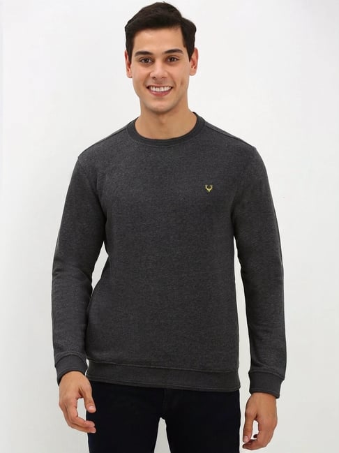 Allen Solly Grey Cotton Regular Fit Sweatshirt