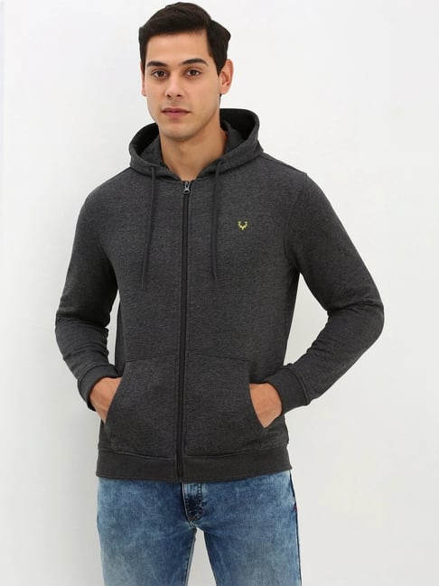 Allen Solly Grey Cotton Regular Fit Hooded Sweatshirt-picture-24