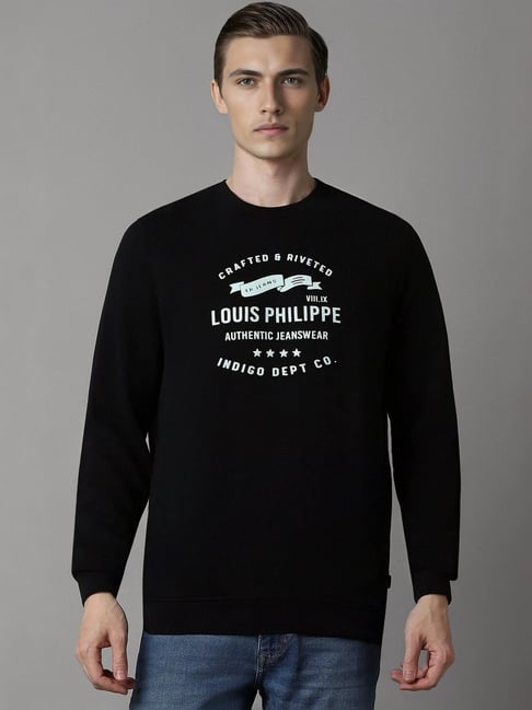 Louis Philippe Black Cotton Regular Fit Printed Sweatshirt-picture-17