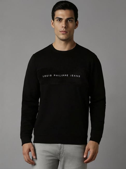 Louis Philippe Black Cotton Regular Fit Printed Sweatshirt-picture-19