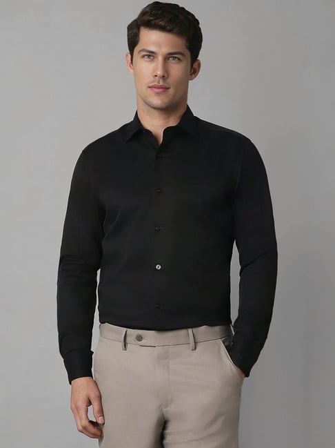 Louis Philippe Black Cotton Regular Fit Shirt-picture-19