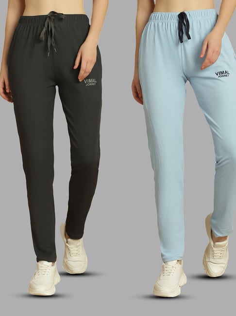 Vimal Jonney Black & Blue Regular Fit Mid Rise Trackpants-picture-28