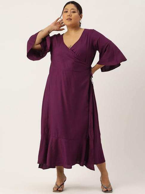 theRebelinme Plum Plus Size Wrap Dress