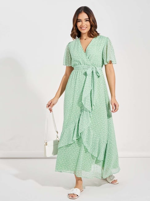 Styli Green Printed Maxi Dress