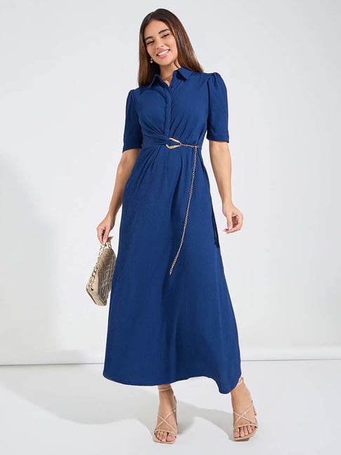 Styli Blue Regular Fit Midi Dress