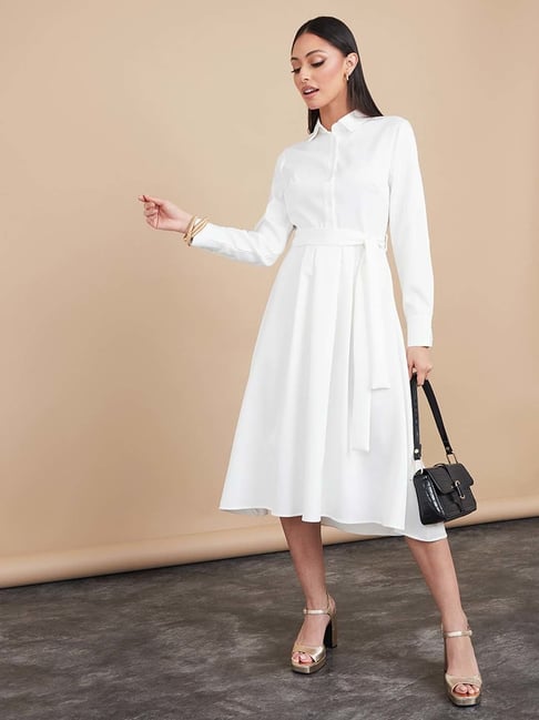 Styli White Regular Fit Midi Dress