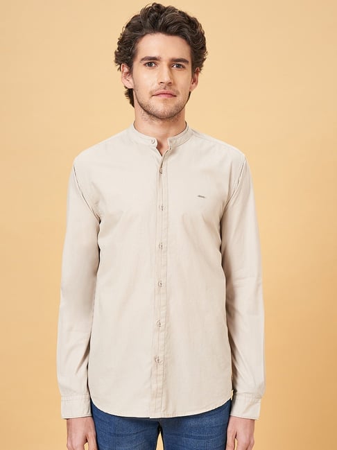 People By Pantaloons Beige Regular Fit Shirt-picture-13
