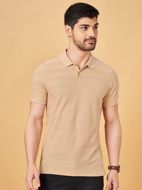 Byford By Pantaloons Peach Slim Fit Self Pattern Polo T-Shirt-picture-26