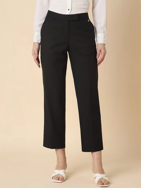 Allen Solly Black Mid Rise Formal Trousers-picture-14