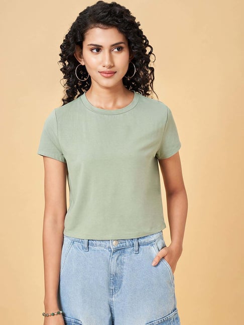 People by Pantaloons Green Plain Top-picture-44