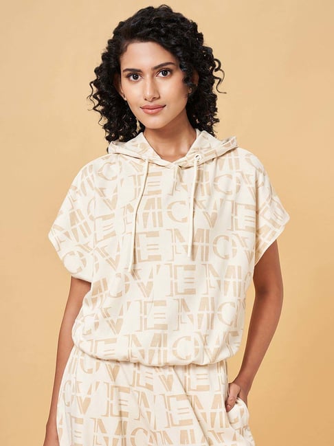 Ajile by Pantaloons Beige Cotton Printed T-Shirt-picture-82