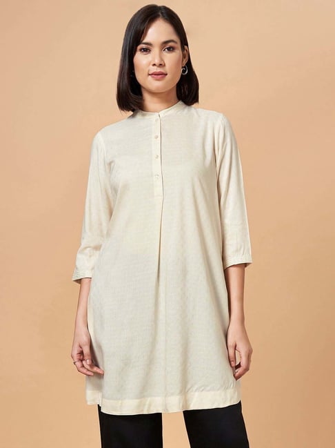 Marigold Lane White Woven Pattern A Line Short Kurti-picture-27