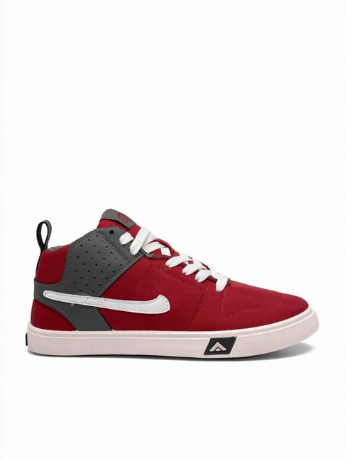 Asian Men's Maroon Ankle High Sneakers-image-43