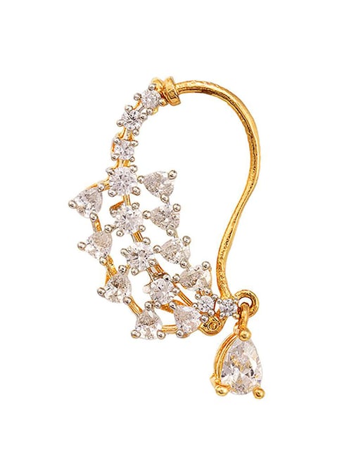 Saraf Rs Jewellery Gold Plated Ad Studded Handcrafted Nose Ring