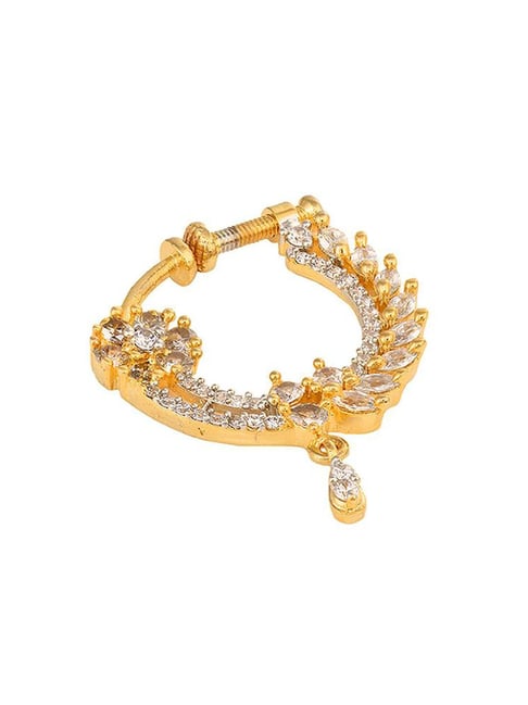 Saraf Rs Jewellery Gold Plated Ad Studded Handcrafted Nose Ring
