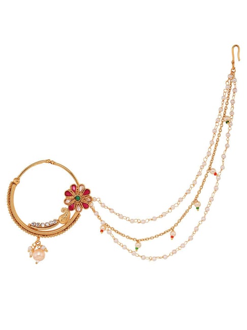 Saraf Rs Jewellery Gold Plated Red White Pearl Beaded
