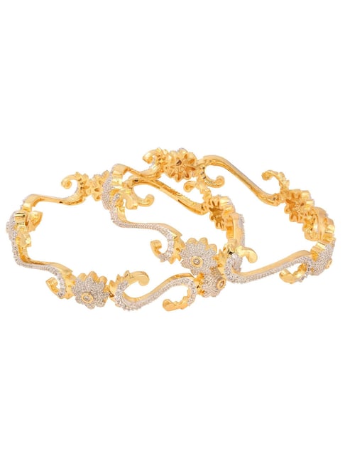 Saraf RS Jewellery Set of 2 Dual Toned Gold Plated White AD Studded Handcrafted Designer Bangles-picture-21