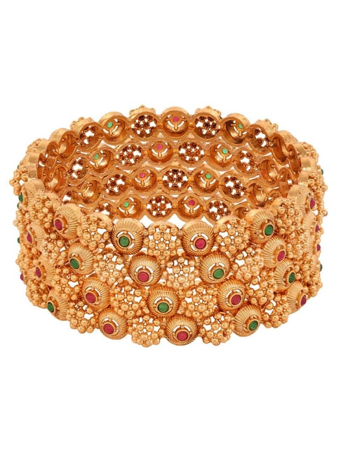 Saraf RS Jewellery Set Of 2 Gold Plated White AD Studded Handcrafted Designer Bangles-picture-19