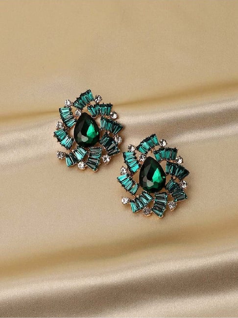 Buy Sohi Women's Sapphire Opulence Stud Earrings Emerald Green