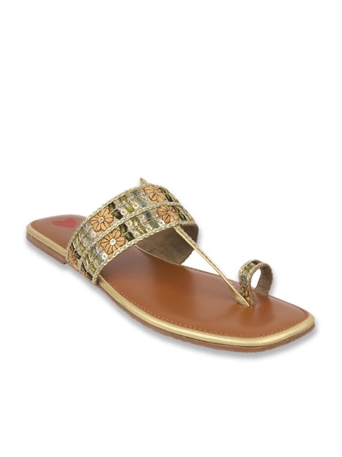 Metro Women's Gold Kolhapuri Sandals