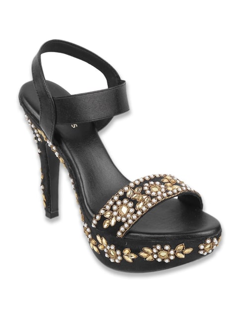 Princess by Metro Women's Black Ankle Strap Stilettos-picture-40