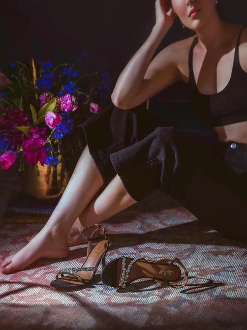 Saint G Women's Isla Black Ankle Strap Stilettos-picture-22