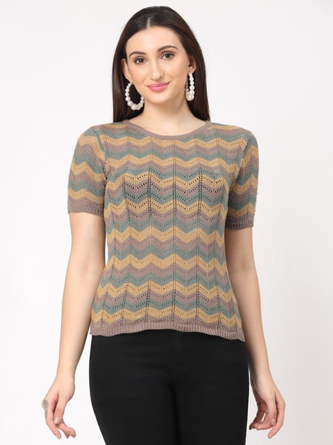 Kalt Brown Crochet Top-picture-39